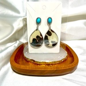 Southwestern Cow Print Teardrop Earrings
